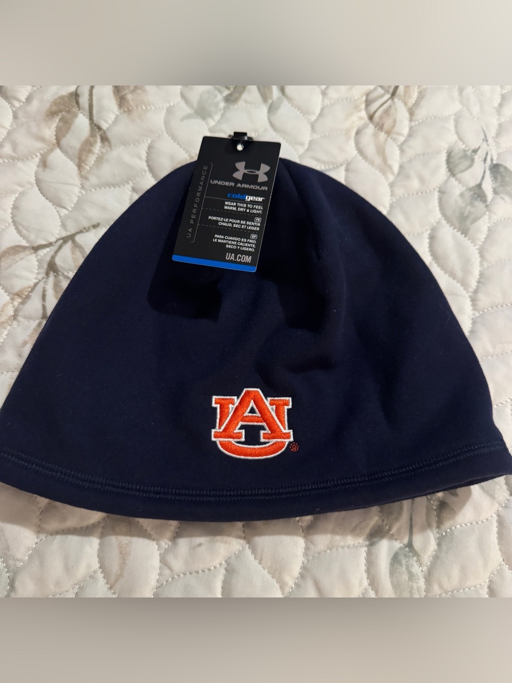 Under Armour Auburn Tigers ColdGear Beanie Hat Navy Blue OSFA New With Tags NWT